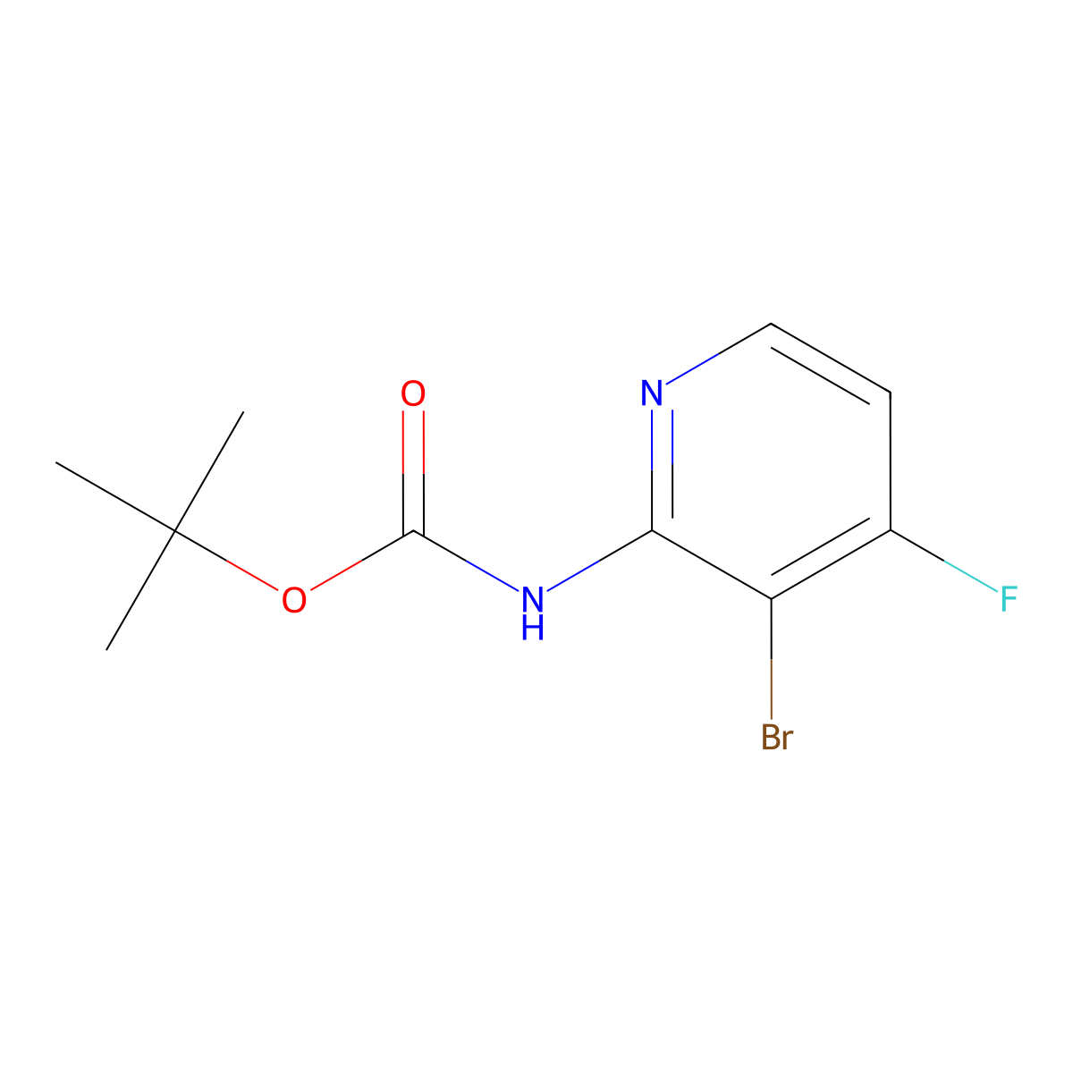 tert-Butyl (3-bromo-4-fluoropyridin-2-yl)carbamate molecular structure, CAS 1936577-78-4
