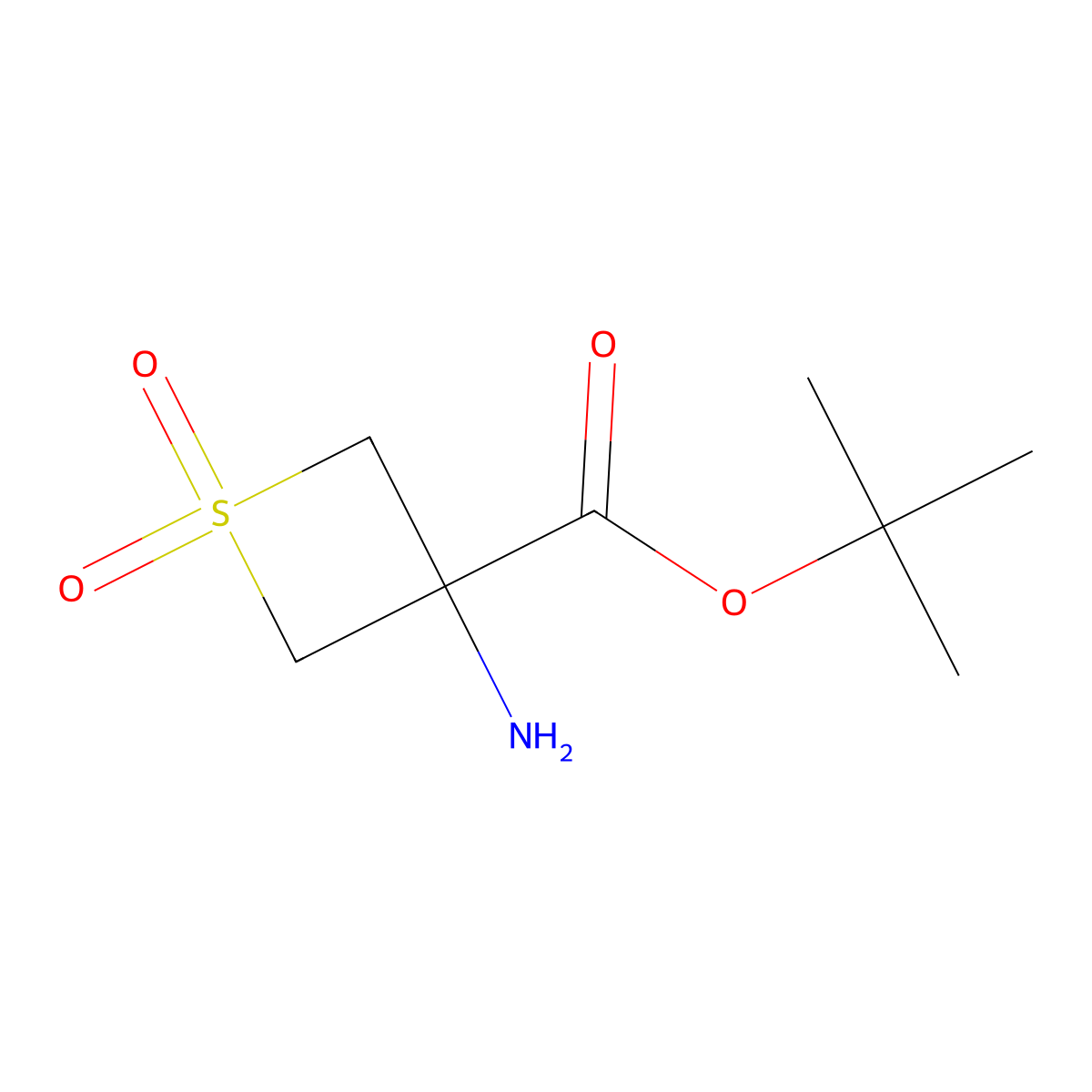 Tert-butyl 3-amino-1,1-dioxo-1lambda6-thietane-3-carboxylate molecular structure, CAS 1936584-30-3