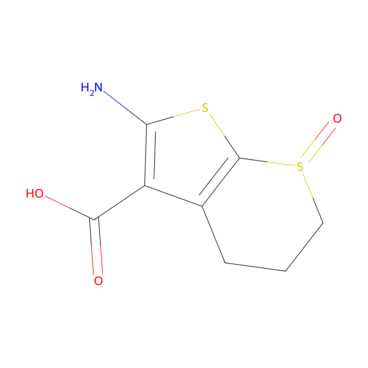 6-amino-1-oxo-2H,3H,4H-1lambda4-thieno[2,3-b]thiopyran-5-carboxylic acid molecular structure, CAS 1936585-62-4