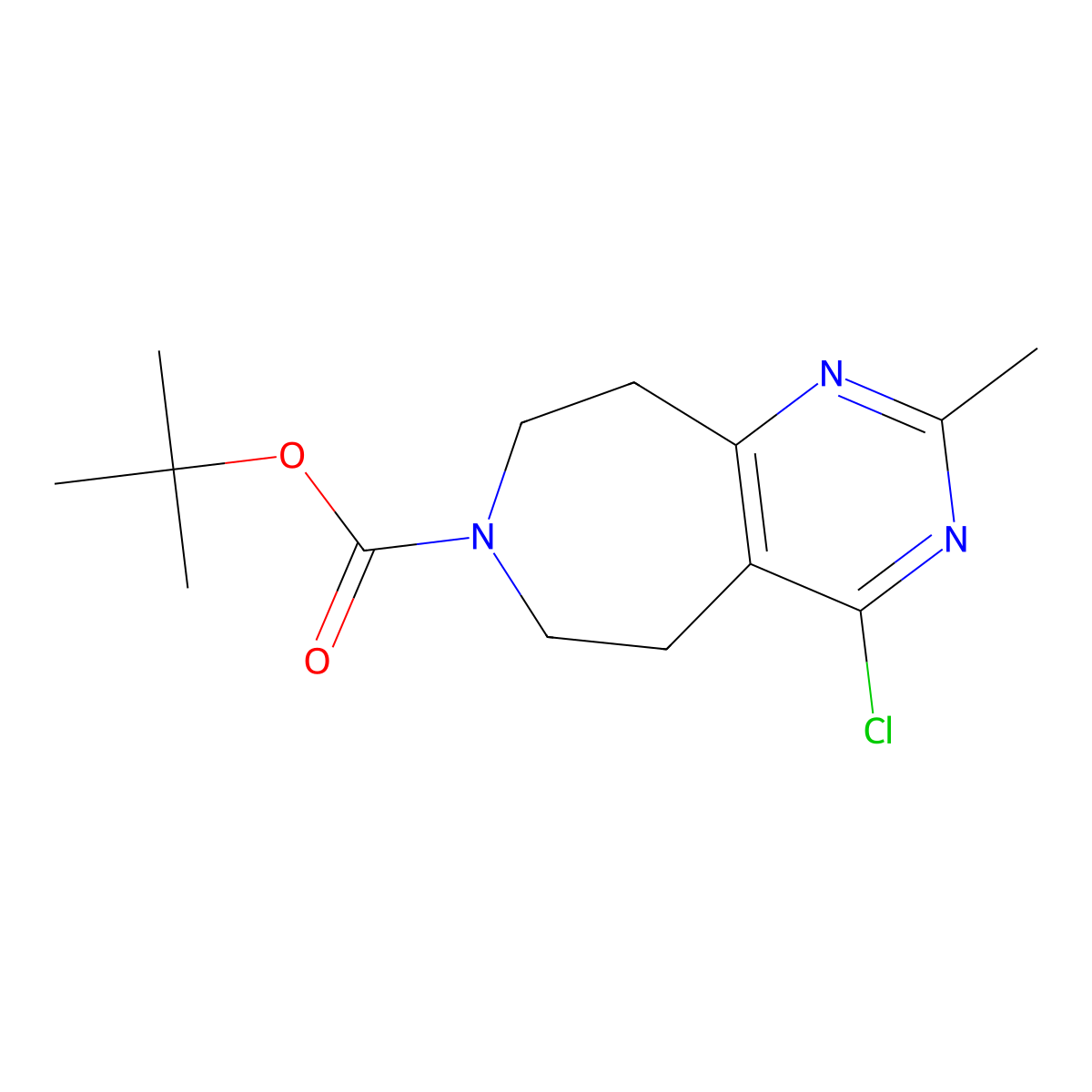 tert-butyl4-chloro-2-methyl-5H,6H,7H,8H,9H-pyrimido[4,5-d]azepine-7-carboxylate molecular structure, CAS 1936592-58-3