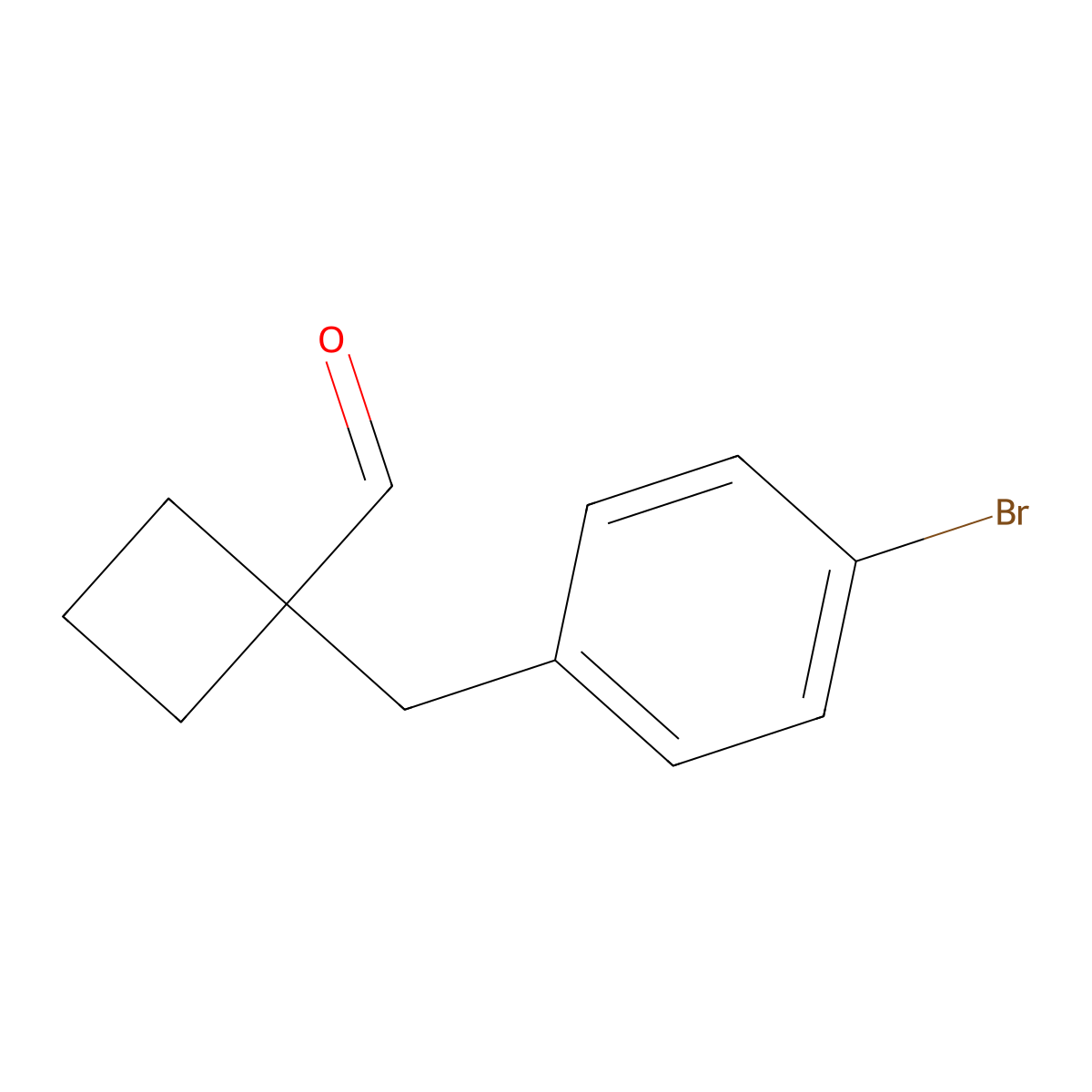 1-[(4-Bromophenyl)methyl]cyclobutane-1-carbaldehyde molecular structure, CAS 1936594-49-8