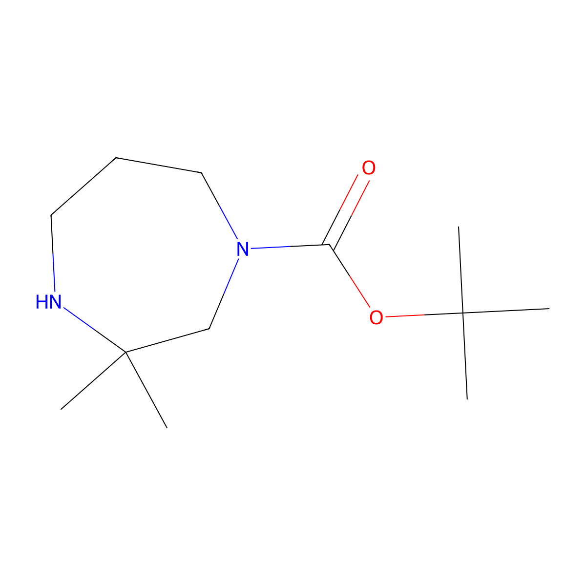 Tert-butyl 3,3-dimethyl-1,4-diazepane-1-carboxylate molecular structure, CAS 1936595-74-2