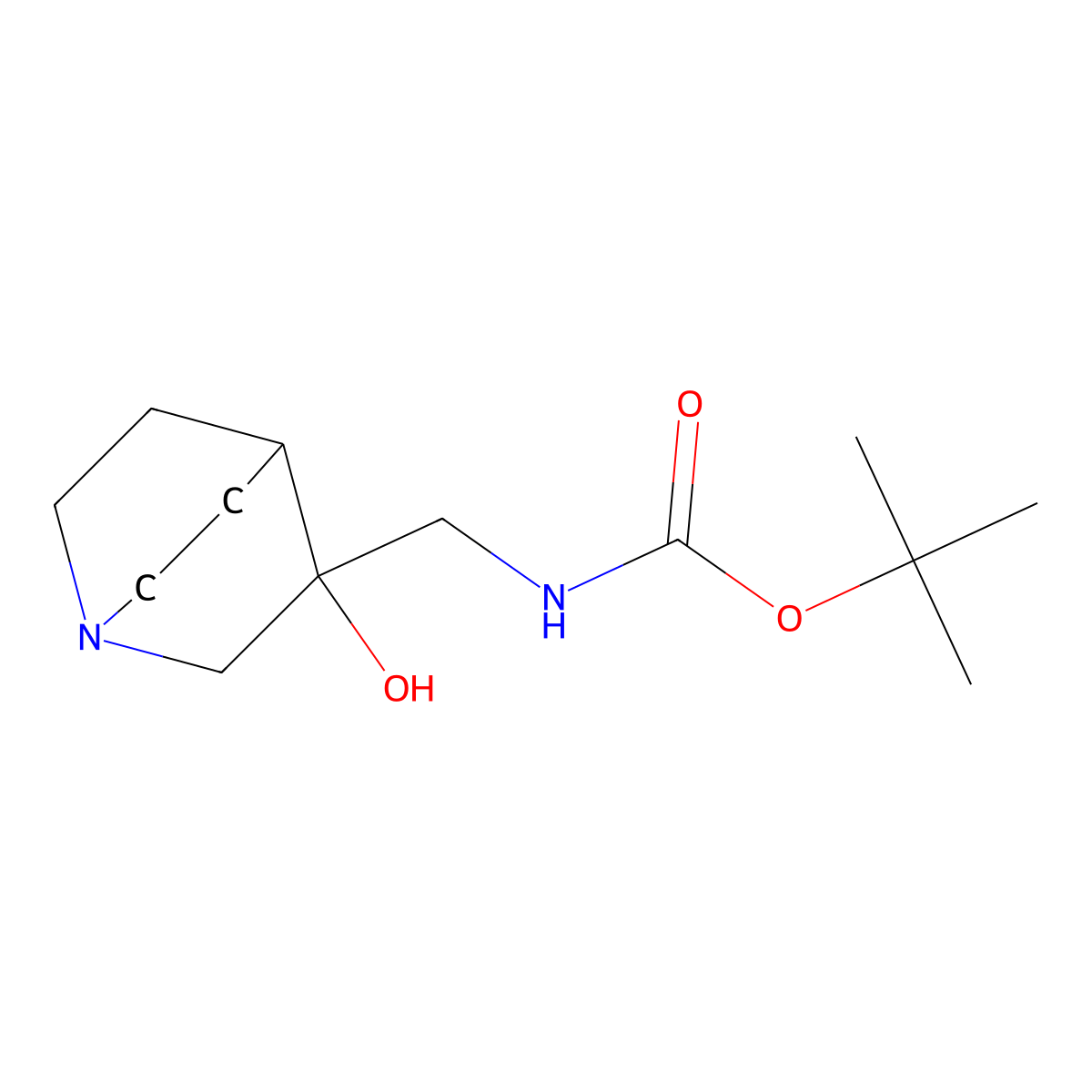 tert-butyl N-({3-hydroxy-1-azabicyclo[2.2.2]octan-3-yl}methyl)carbamate molecular structure, CAS 1936598-89-8