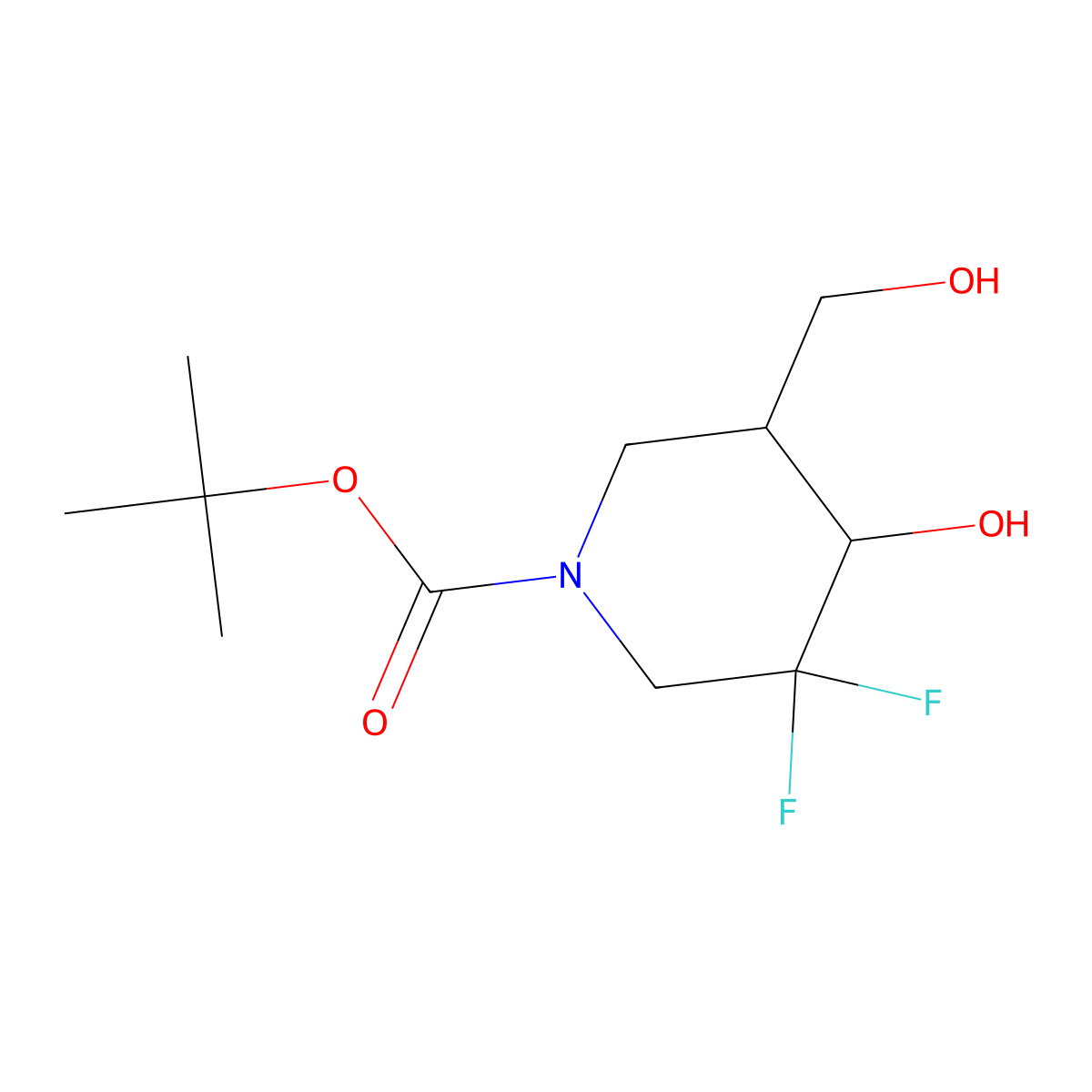 Tert-butyl 3,3-difluoro-4-hydroxy-5-(hydroxymethyl)piperidine-1-carboxylate molecular structure, CAS 1936599-97-1