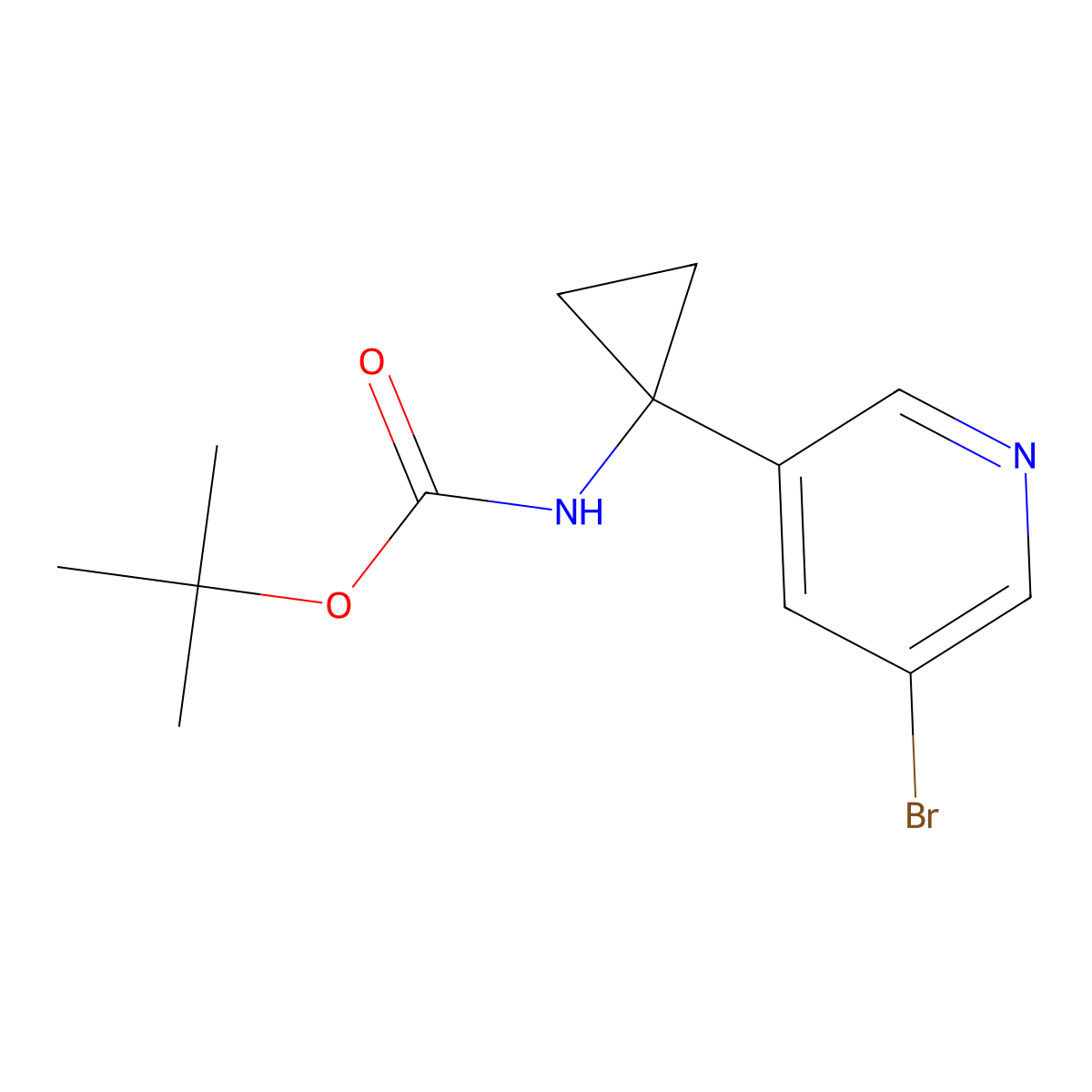 tert-Butyl (1-(5-bromopyridin-3-yl)cyclopropyl)carbamate molecular structure, CAS 1936613-80-7