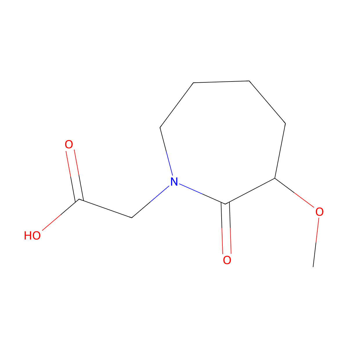 2-(3-Methoxy-2-oxoazepan-1-yl)acetic acid molecular structure, CAS 1936615-59-6