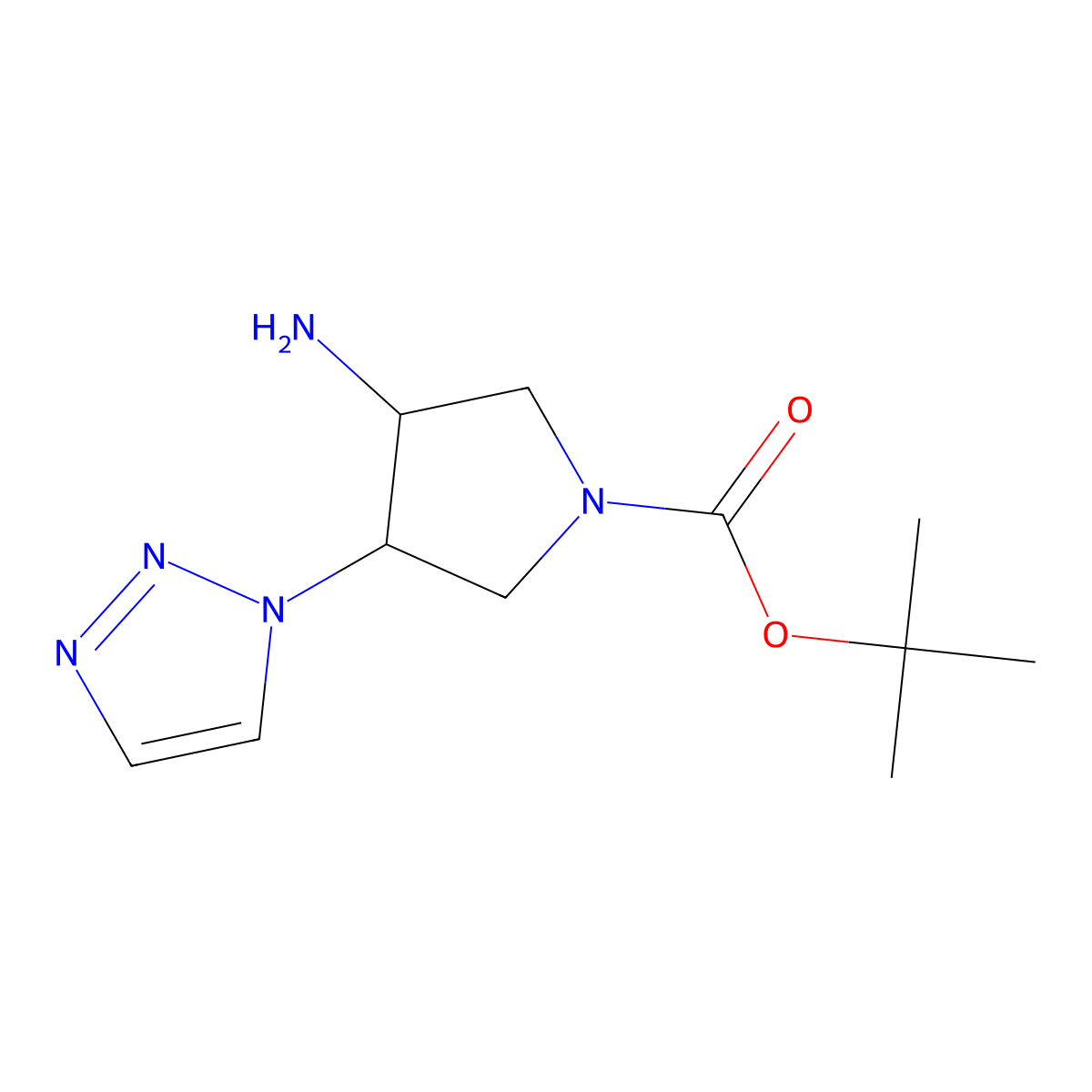 tert-Butyl 3-amino-4-(1H-1,2,3-triazol-1-yl)pyrrolidine-1-carboxylate molecular structure, CAS 1936617-89-8