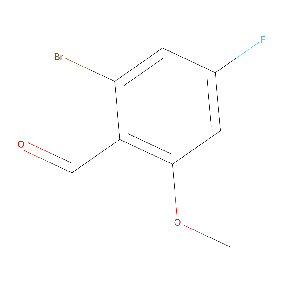 2-Bromo-4-fluoro-6-methoxybenzaldehyde molecular structure, CAS 1936619-75-8