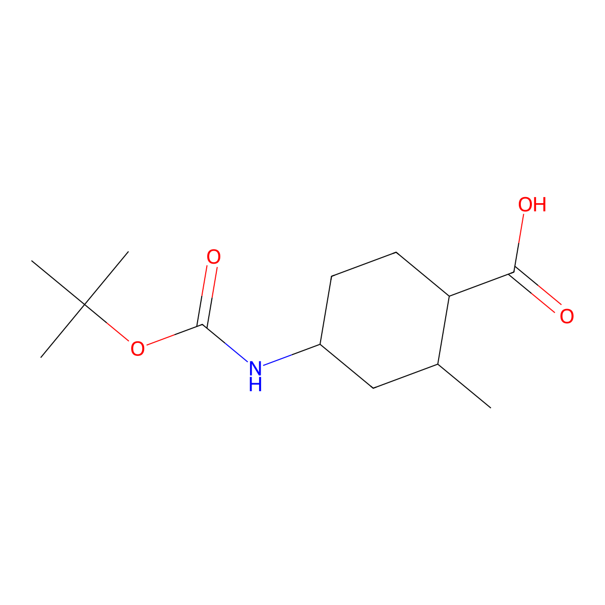 4-((tert-Butoxycarbonyl)amino)-2-methylcyclohexane-1-carboxylic acid molecular structure, CAS 1936623-04-9