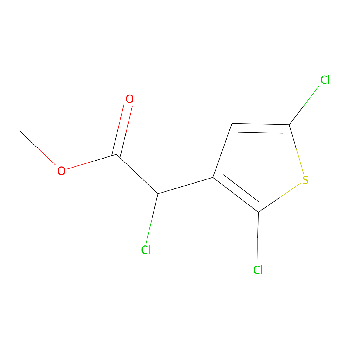 Methyl 2-chloro-2-(2,5-dichlorothiophen-3-yl)acetate molecular structure, CAS 1936628-43-1