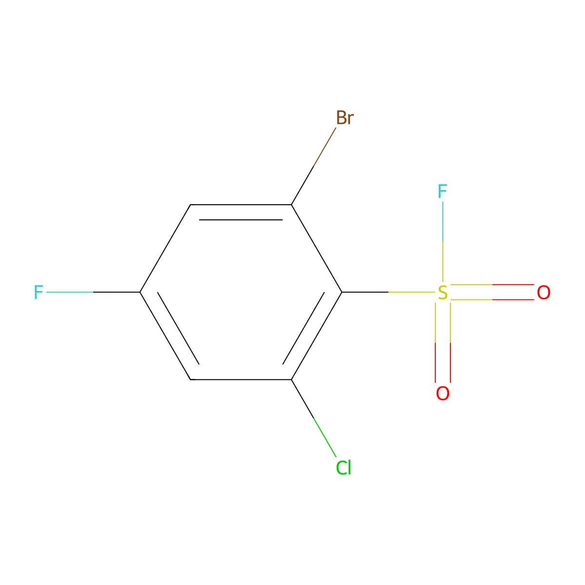 2-Bromo-6-chloro-4-fluorobenzene-1-sulfonyl fluoride molecular structure, CAS 1936630-37-3
