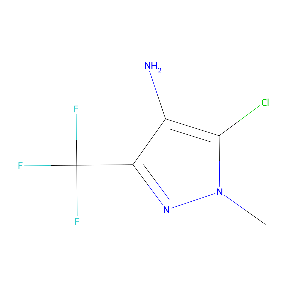 5-chloro-1-methyl-3-(trifluoromethyl)-1H-pyrazol-4-amine molecular structure, CAS 1936635-98-1