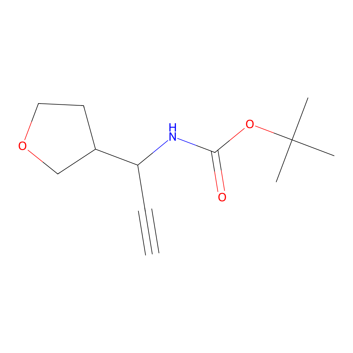 tert-butyl N-[1-(oxolan-3-yl)prop-2-yn-1-yl]carbamate molecular structure, CAS 1936639-08-5