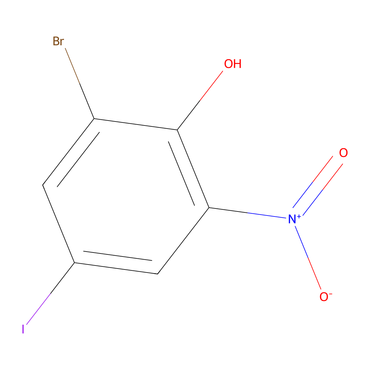 2-Bromo-4-iodo-6-nitrophenol molecular structure, CAS 1936643-46-7
