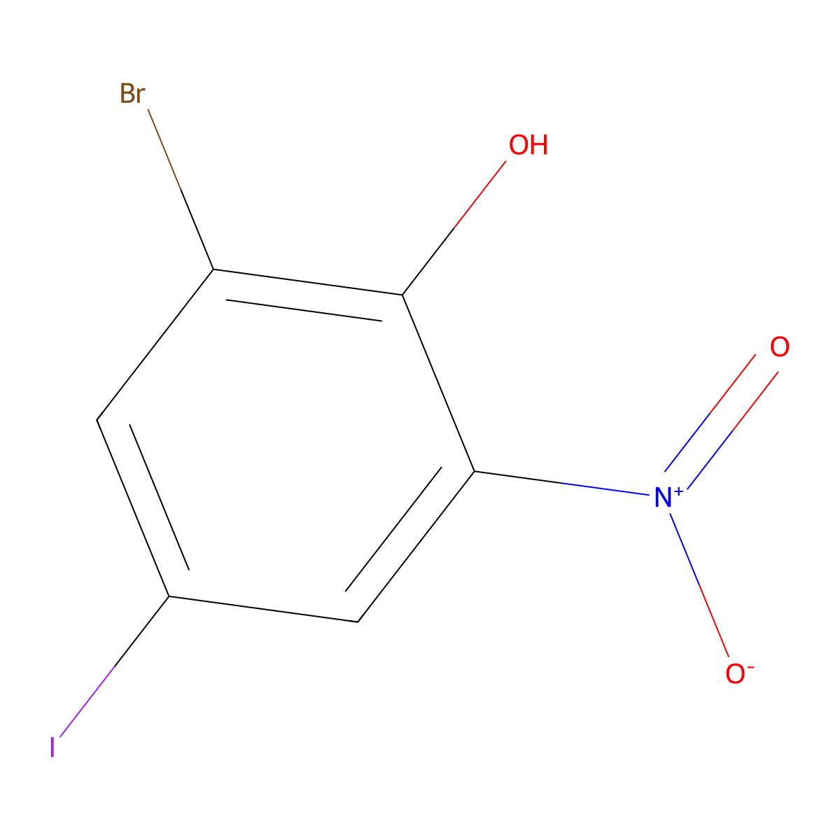 2-Bromo-4-iodo-6-nitrophenol molecular structure, CAS 1936643-46-7