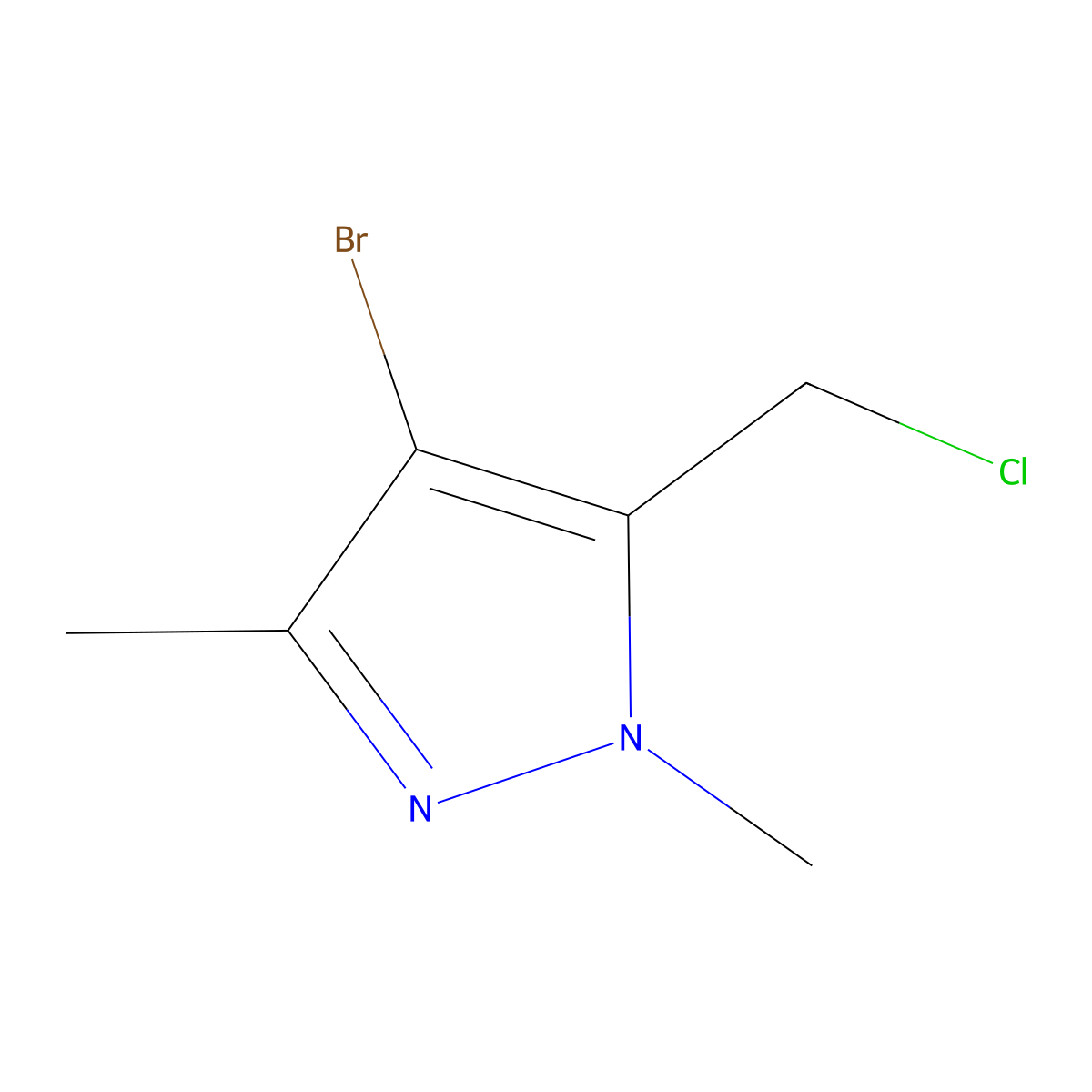 4-bromo-5-(chloromethyl)-1,3-dimethyl-1H-pyrazole molecular structure, CAS 1936646-18-2