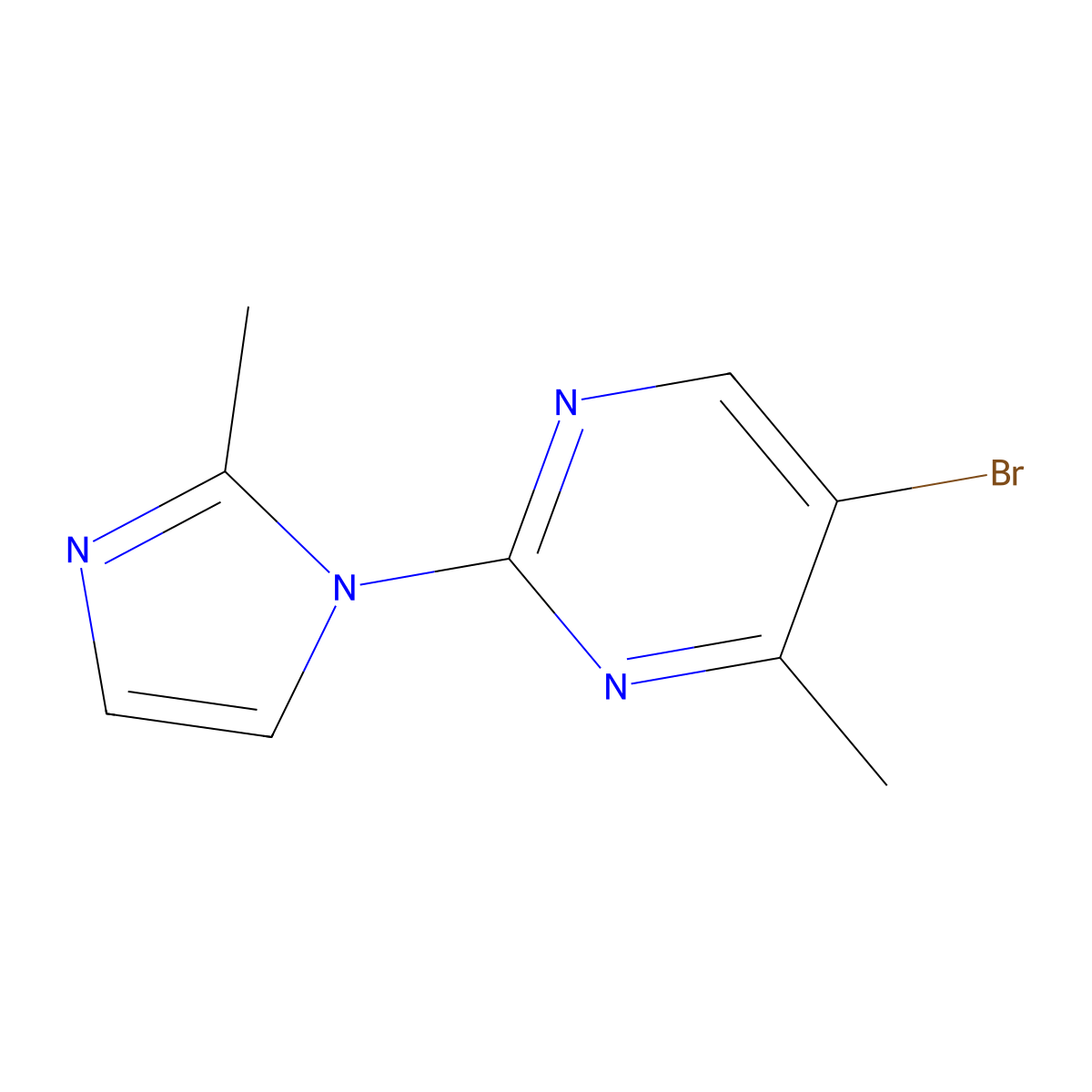 5-bromo-4-methyl-2-(2-methyl-1H-imidazol-1-yl)pyrimidine molecular structure, CAS 1936648-37-1