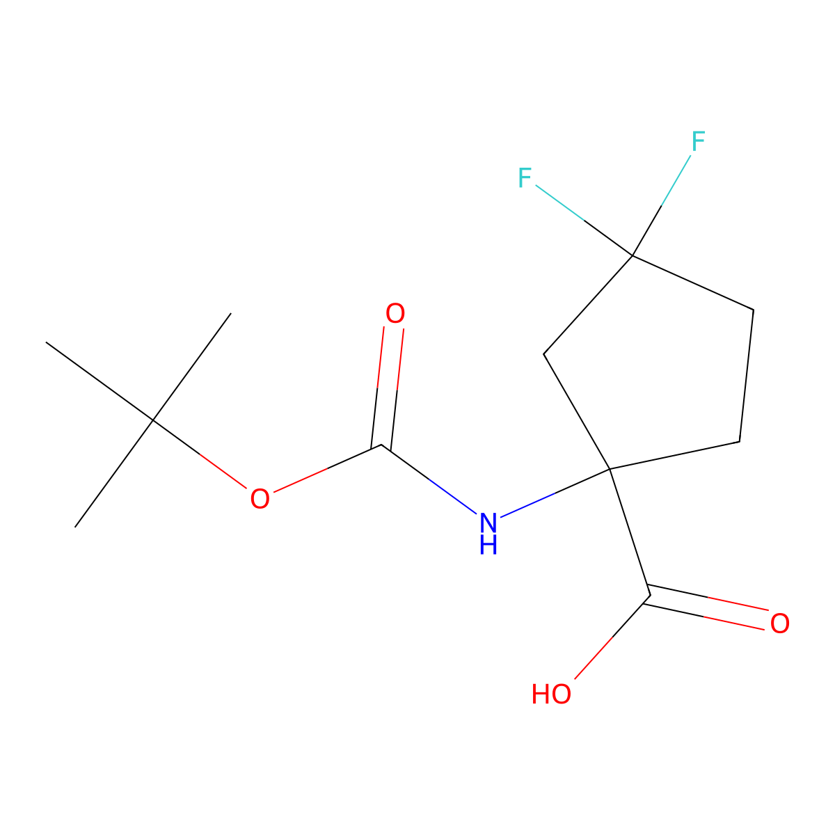 1-((tert-Butoxycarbonyl)amino)-3,3-difluorocyclopentanecarboxylic acid molecular structure, CAS 1936649-94-3