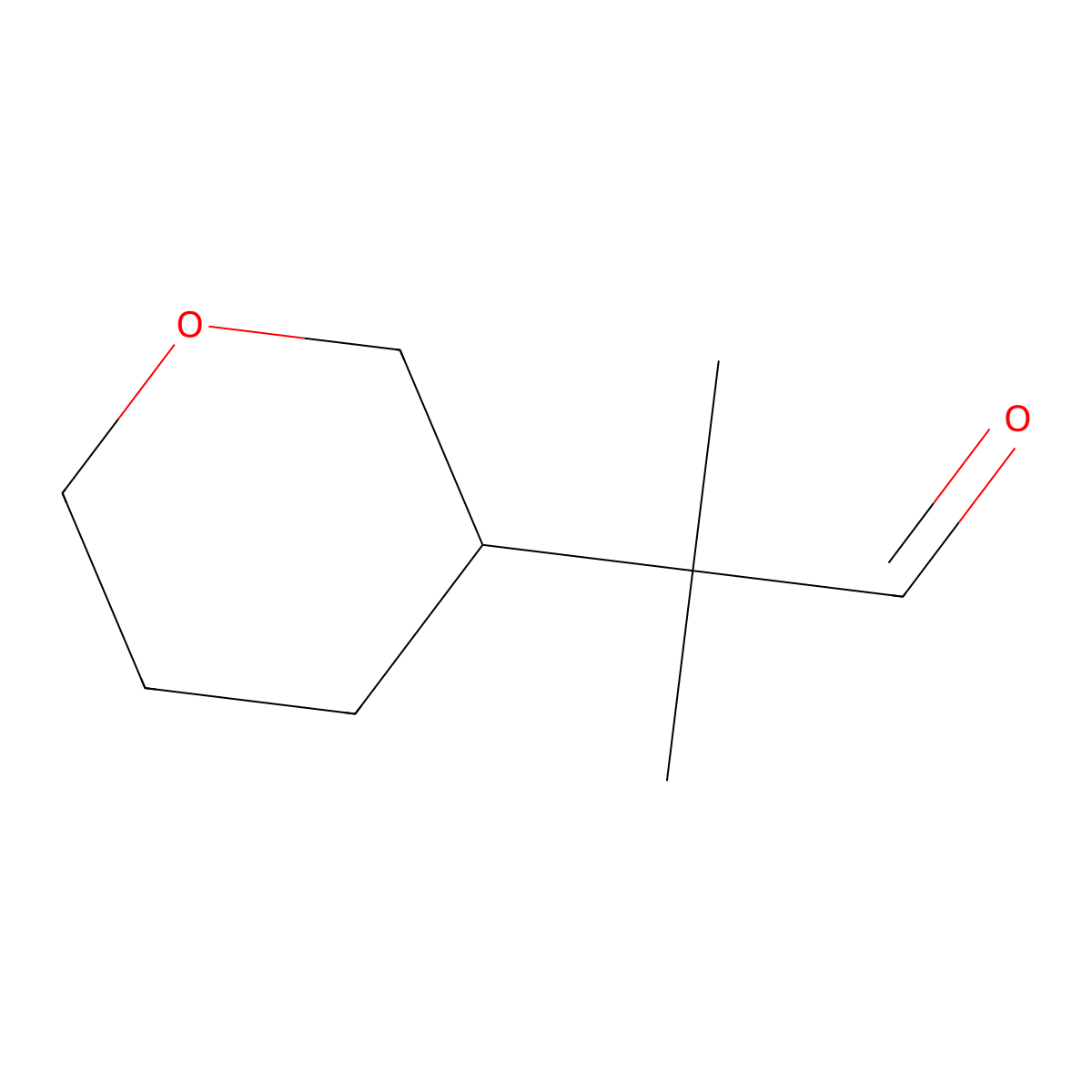 2-Methyl-2-(oxan-3-yl)propanal molecular structure, CAS 1936651-51-2