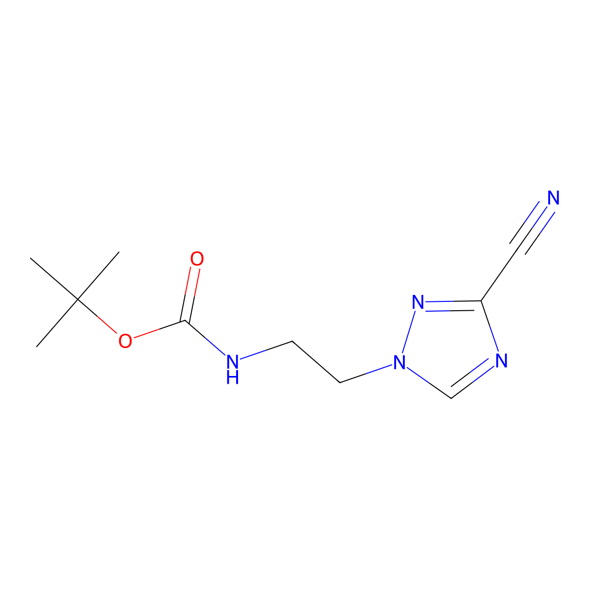tert-butyl N-[2-(3-cyano-1H-1,2,4-triazol-1-yl)ethyl]carbamate molecular structure, CAS 1936652-91-3