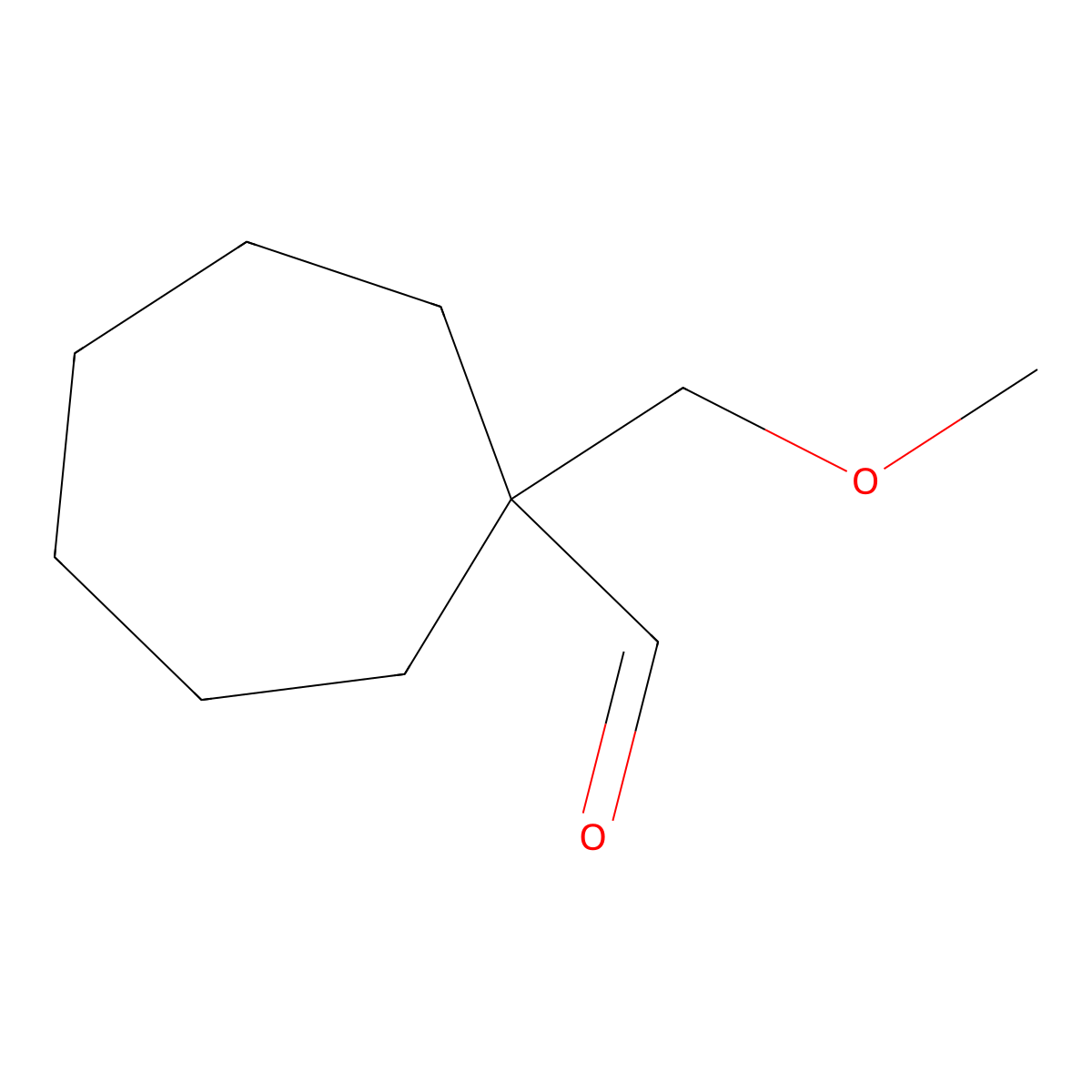 1-(Methoxymethyl)cycloheptane-1-carbaldehyde molecular structure, CAS 1936657-08-7