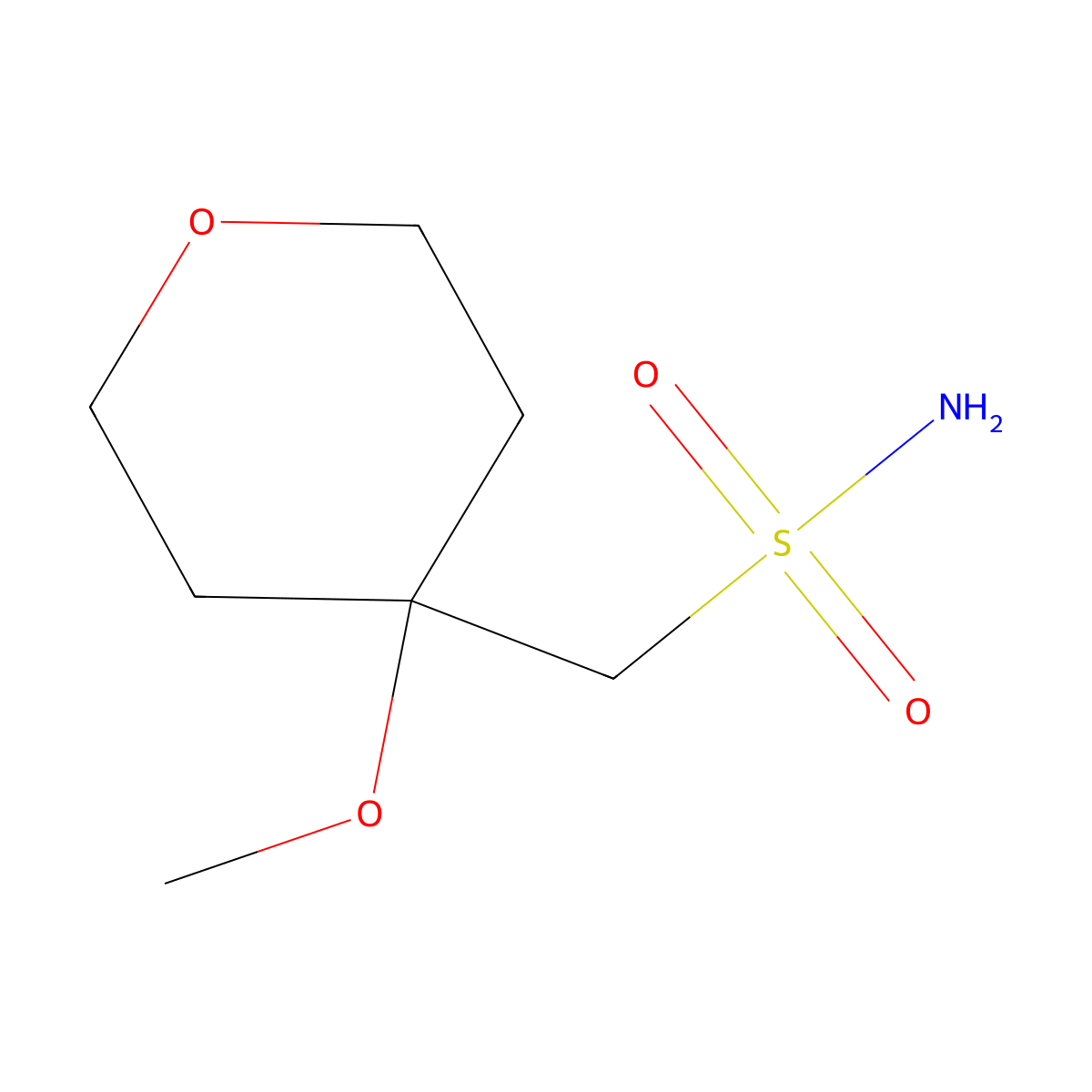 (4-Methoxyoxan-4-yl)methanesulfonamide molecular structure, CAS 1936660-16-0