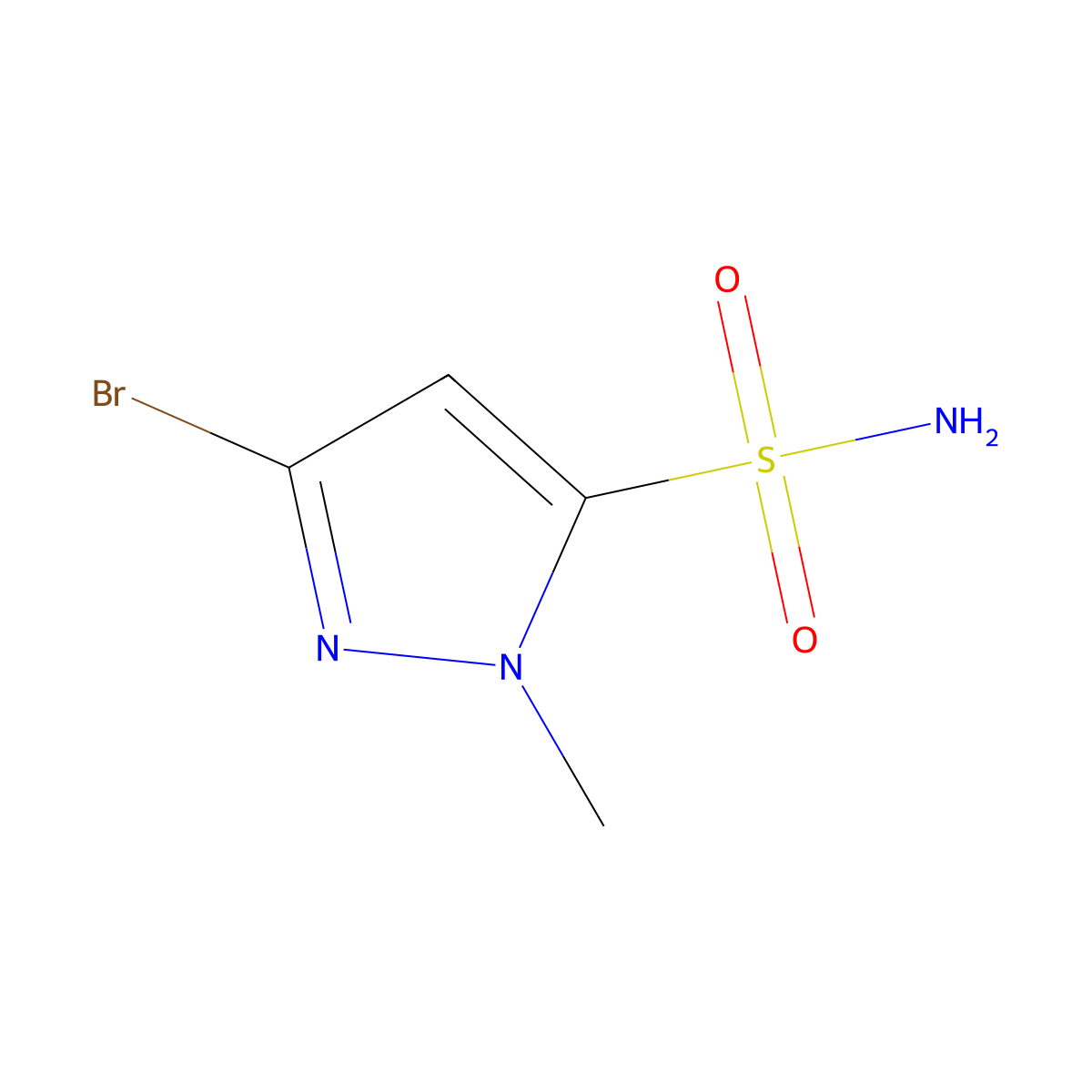 3-Bromo-1-methyl-1H-pyrazole-5-sulfonamide molecular structure, CAS 1936662-39-3