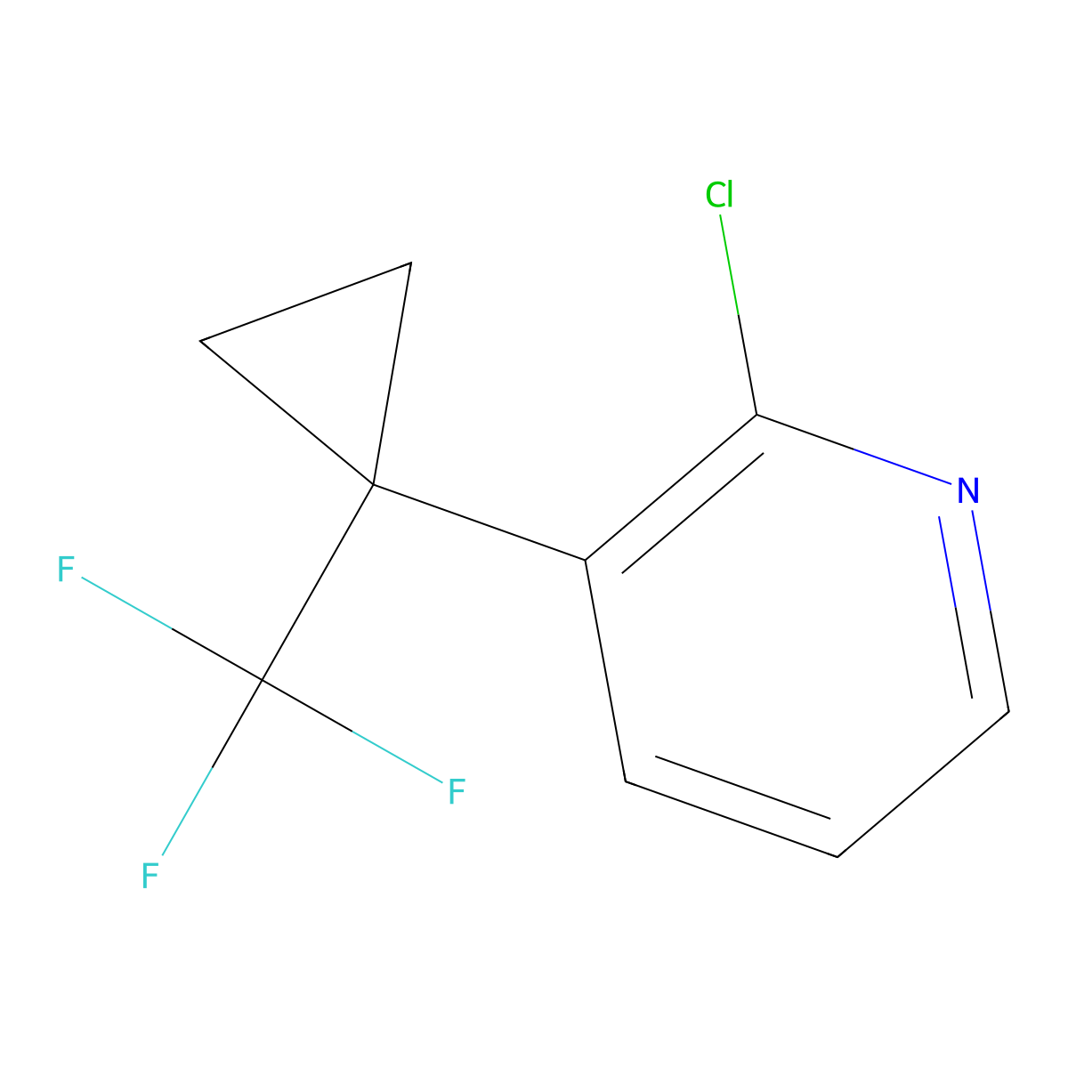 2-Chloro-3-(1-(trifluoromethyl)cyclopropyl)pyridine molecular structure, CAS 1936663-41-0