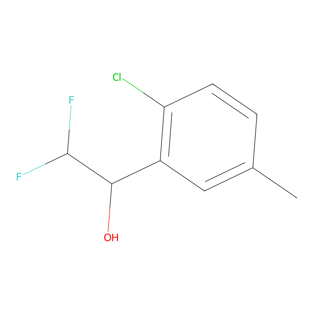 1-(2-Chloro-5-methylphenyl)-2,2-difluoroethan-1-ol molecular structure, CAS 1936663-44-3