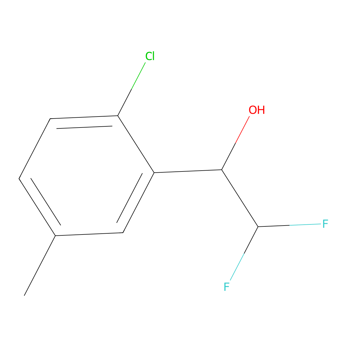 1-(2-Chloro-5-methylphenyl)-2,2-difluoroethan-1-ol molecular structure, CAS 1936663-44-3