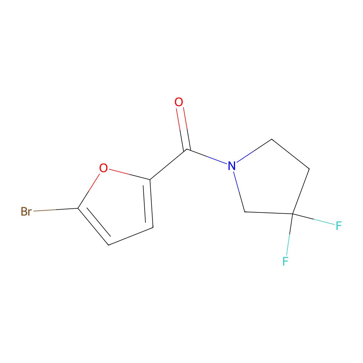 (5-Bromo-furan-2-yl)-(3,3-difluoro-pyrrolidin-1-yl)-methanone molecular structure, CAS 1936665-24-5