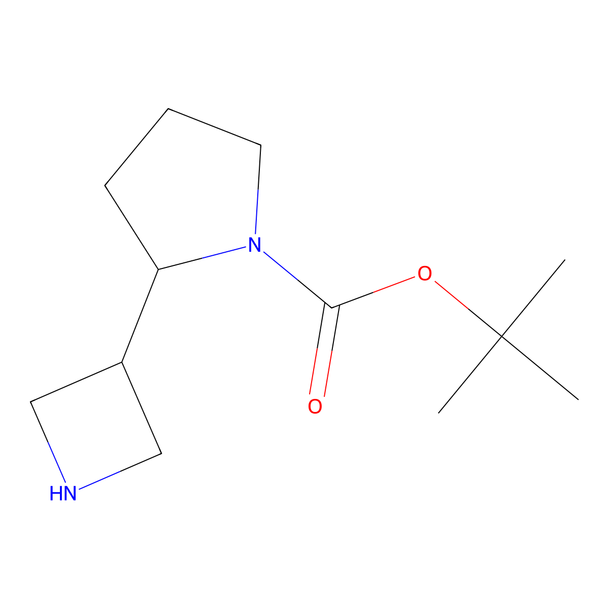 tert-Butyl 2-(azetidin-3-yl)pyrrolidine-1-carboxylate molecular structure, CAS 1936667-36-5