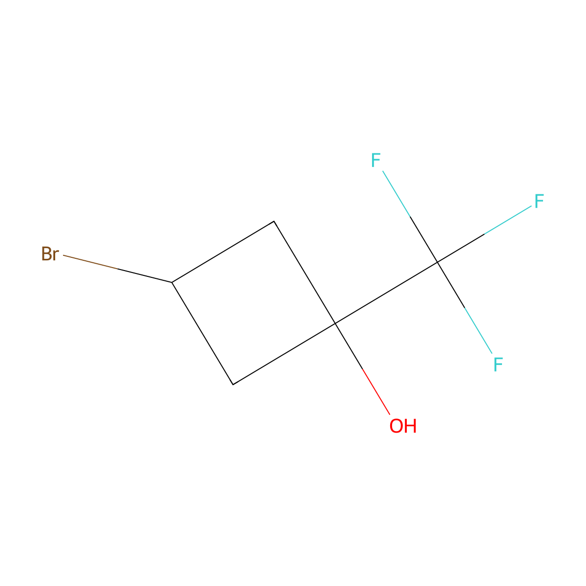 3-Bromo-1-(trifluoromethyl)cyclobutan-1-ol molecular structure, CAS 1936668-06-2