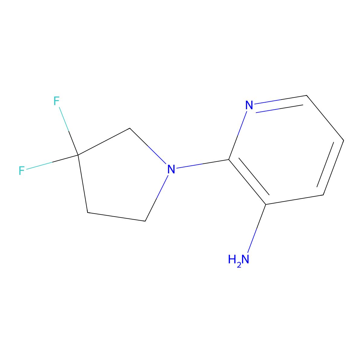 2-(3,3-Difluoropyrrolidin-1-yl)pyridin-3-amine molecular structure, CAS 1936671-29-2