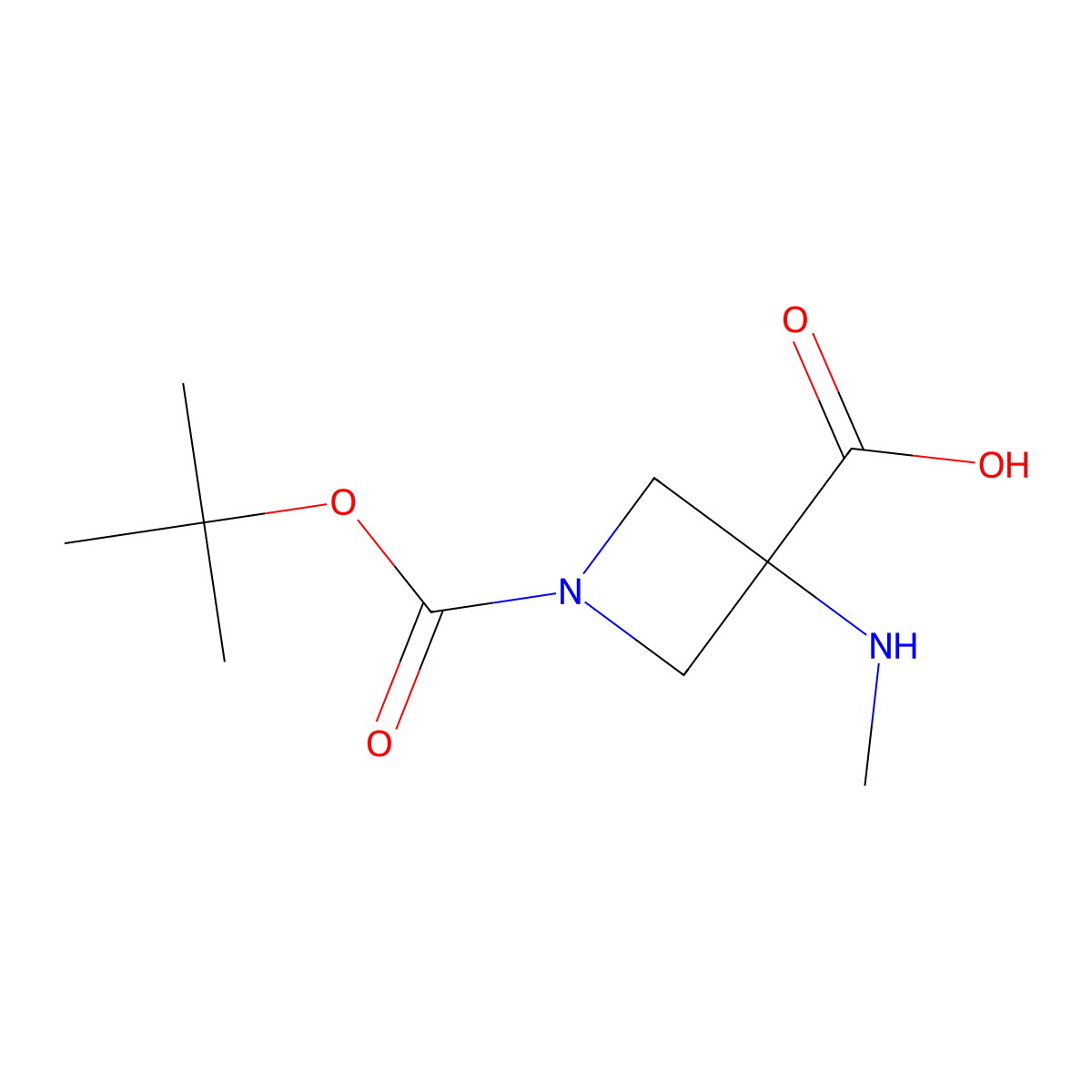 1-[(Tert-butoxy)carbonyl]-3-(methylamino)azetidine-3-carboxylic acid molecular structure, CAS 1936671-99-6