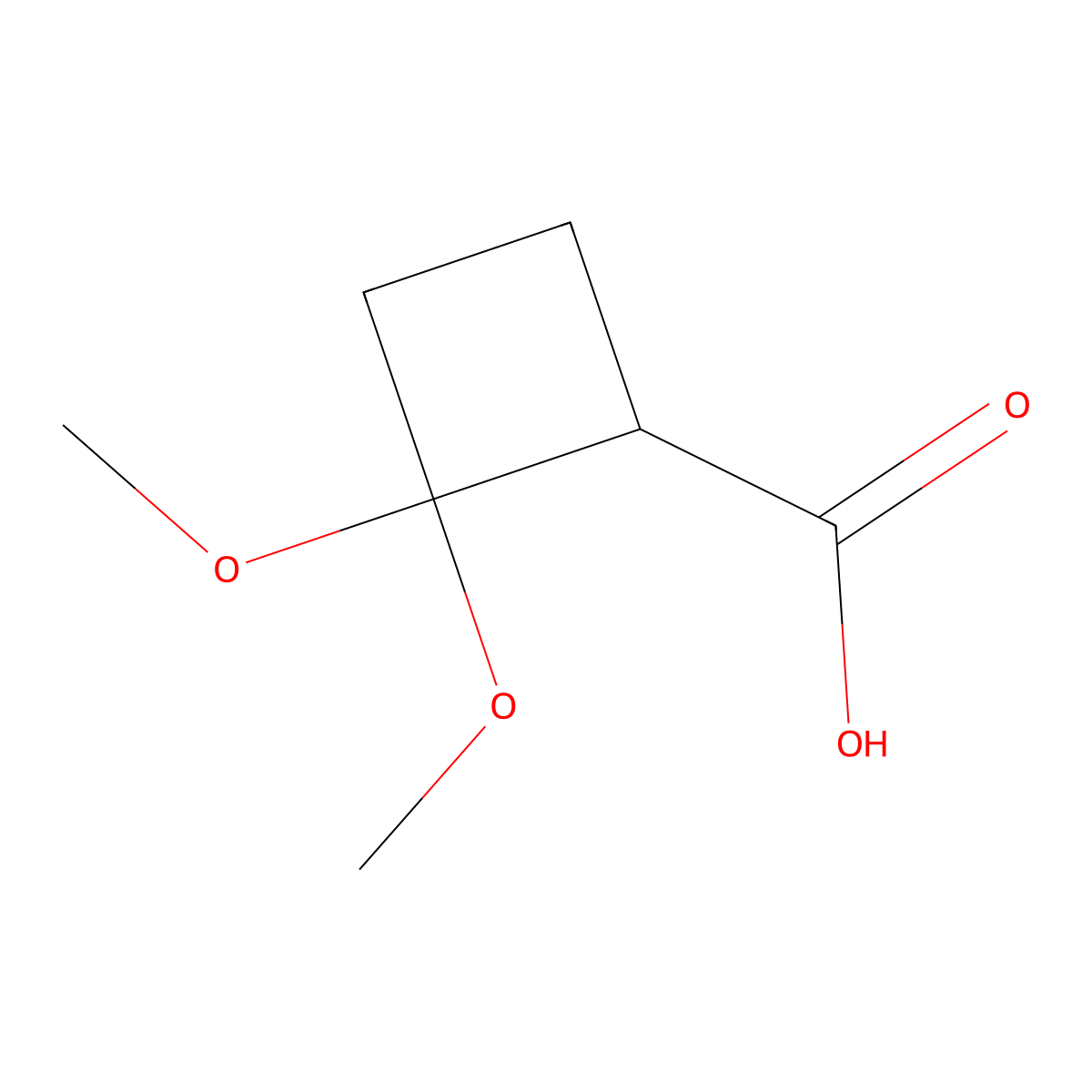 2,2-Dimethoxycyclobutane-1-carboxylic acid molecular structure, CAS 1936675-61-4