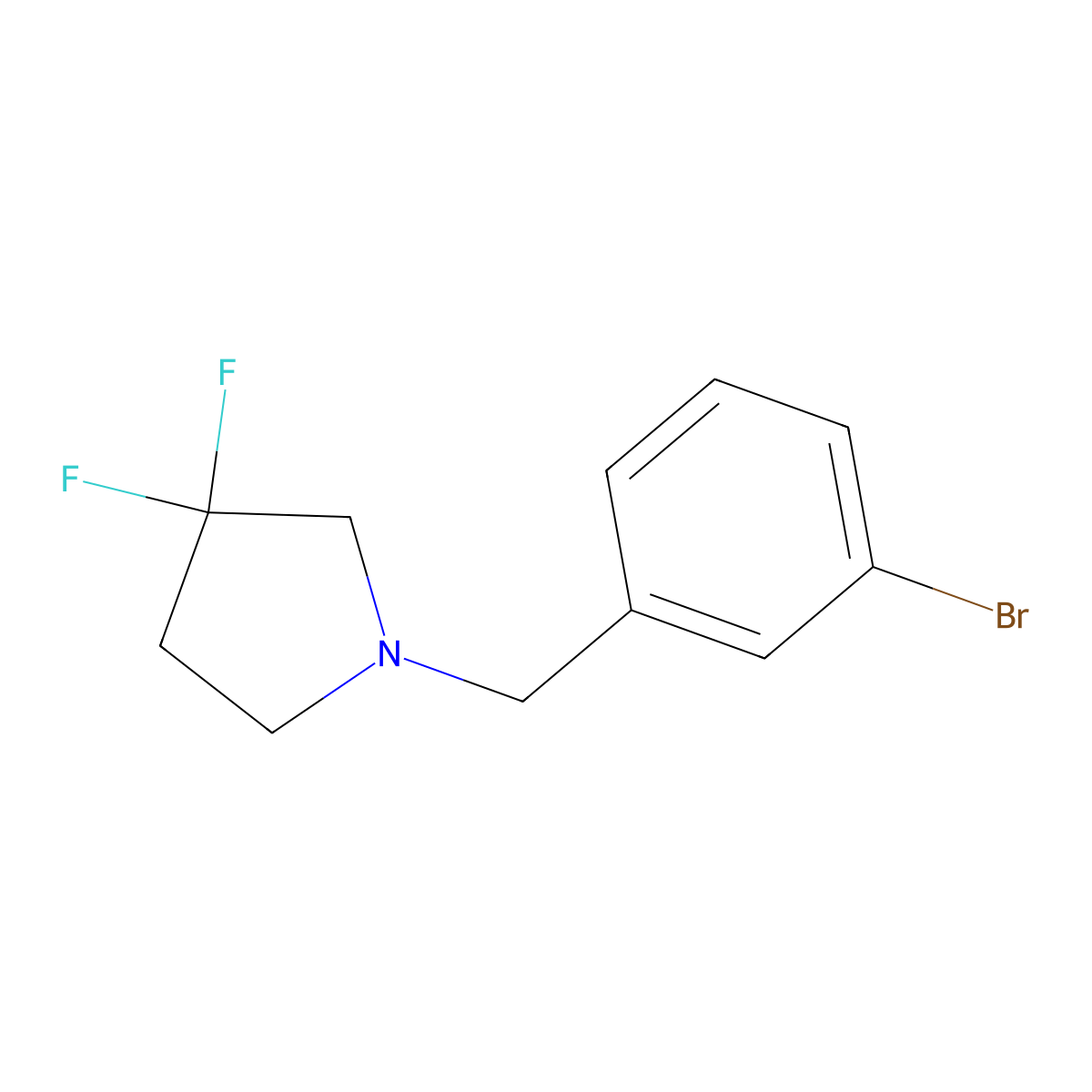 1-[(3-Bromophenyl)methyl]-3,3-difluoropyrrolidine molecular structure, CAS 1936680-88-4
