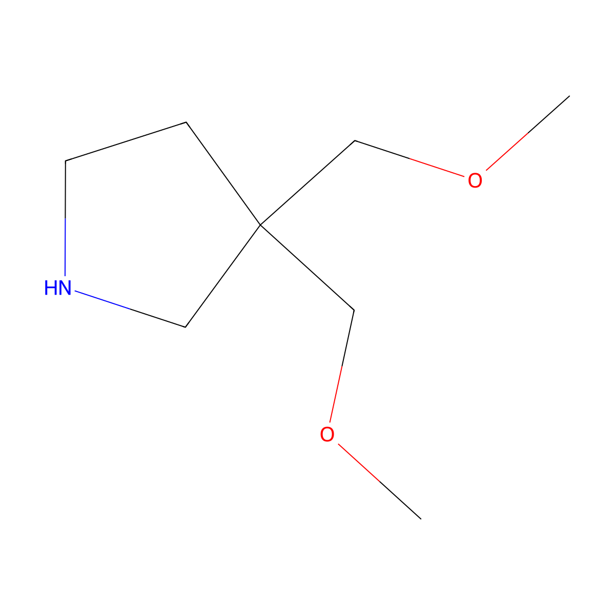 3,3-Bis(methoxymethyl)pyrrolidine molecular structure, CAS 1936687-74-9