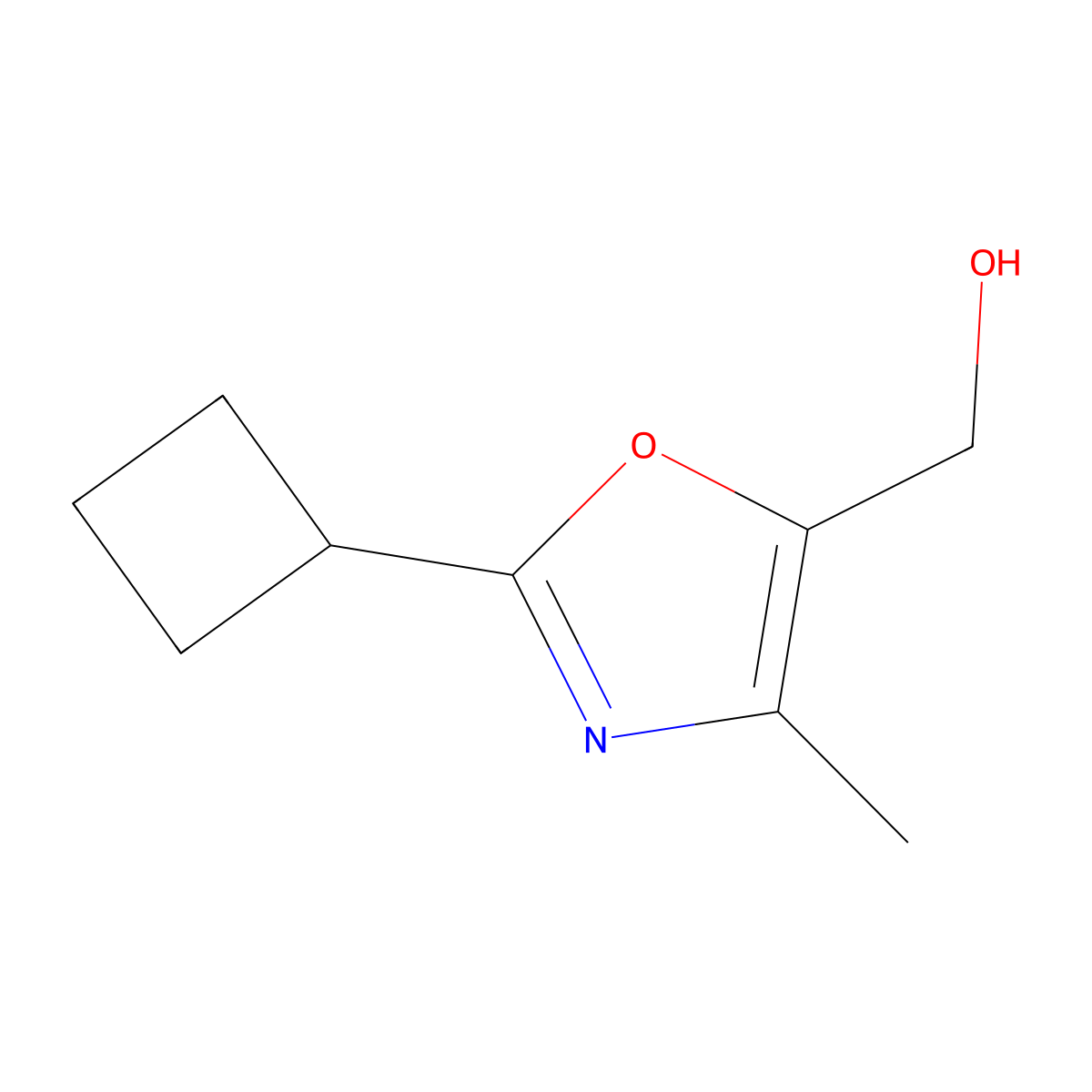 (2-Cyclobutyl-4-methyl-1,3-oxazol-5-yl)methanol molecular structure, CAS 1936691-09-6