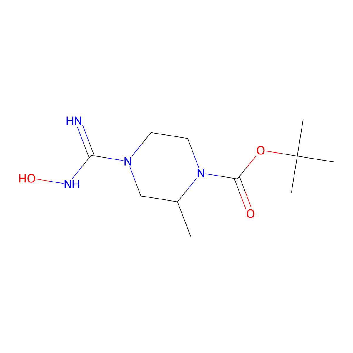 Tert-butyl 4-[(Z)-N'-hydroxycarbamimidoyl]-2-methylpiperazine-1-carboxylate molecular structure, CAS 1936693-27-4
