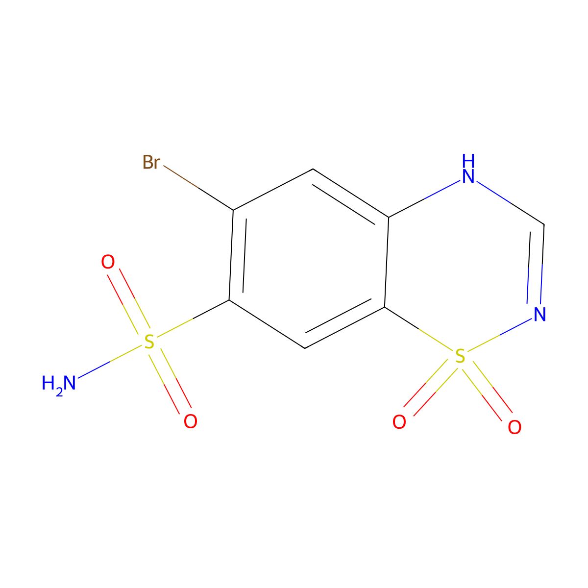 6-Bromo-2H-1,2,4-benzothiadiazine-7-sulphonamide 1,1-dioxide molecular structure, CAS 19367-61-4