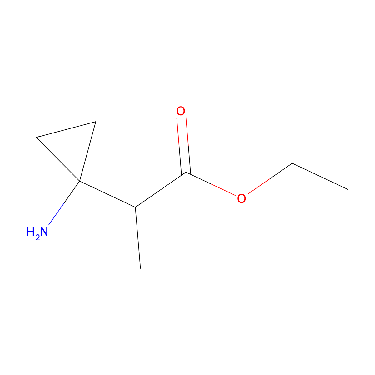 Ethyl 2-(1-aminocyclopropyl)propanoate molecular structure, CAS 1936701-98-2