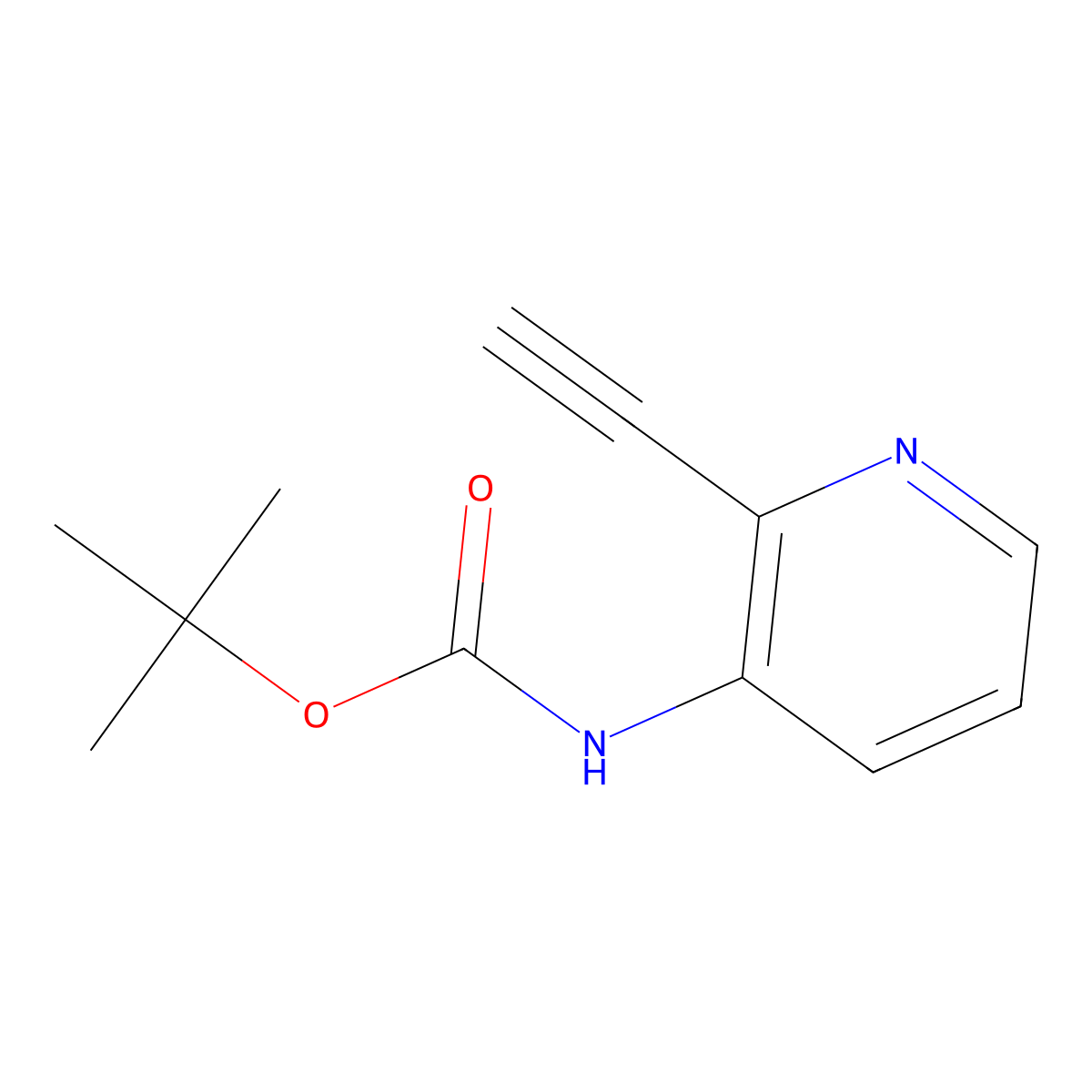 tert-Butyl (2-ethynylpyridin-3-yl)carbamate molecular structure, CAS 1936704-24-3