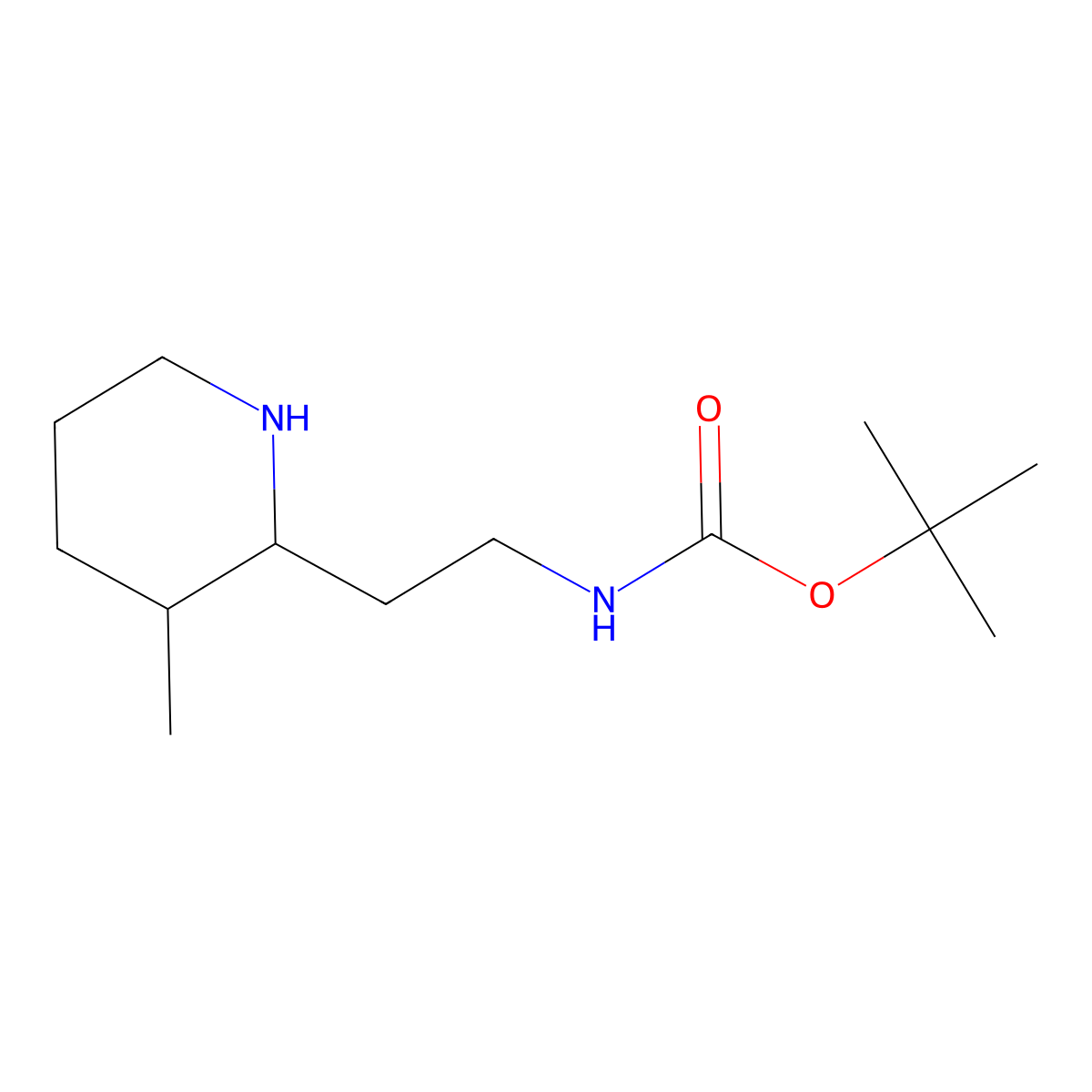 tert-butyl N-[2-(3-methylpiperidin-2-yl)ethyl]carbamate molecular structure, CAS 1936707-73-1