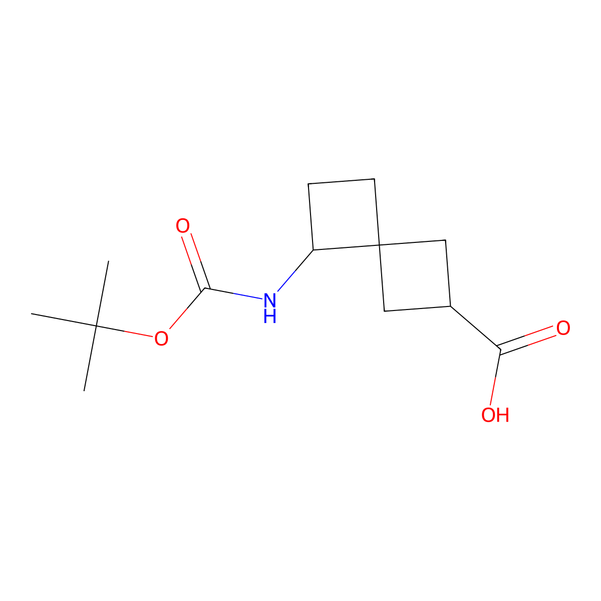 5-((tert-Butoxycarbonyl)amino)spiro[3.3]heptane-2-carboxylic acid molecular structure, CAS 1936714-71-4