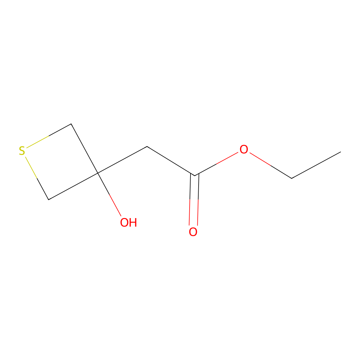 Ethyl 2-(3-hydroxythietan-3-yl)acetate molecular structure, CAS 1936715-99-9