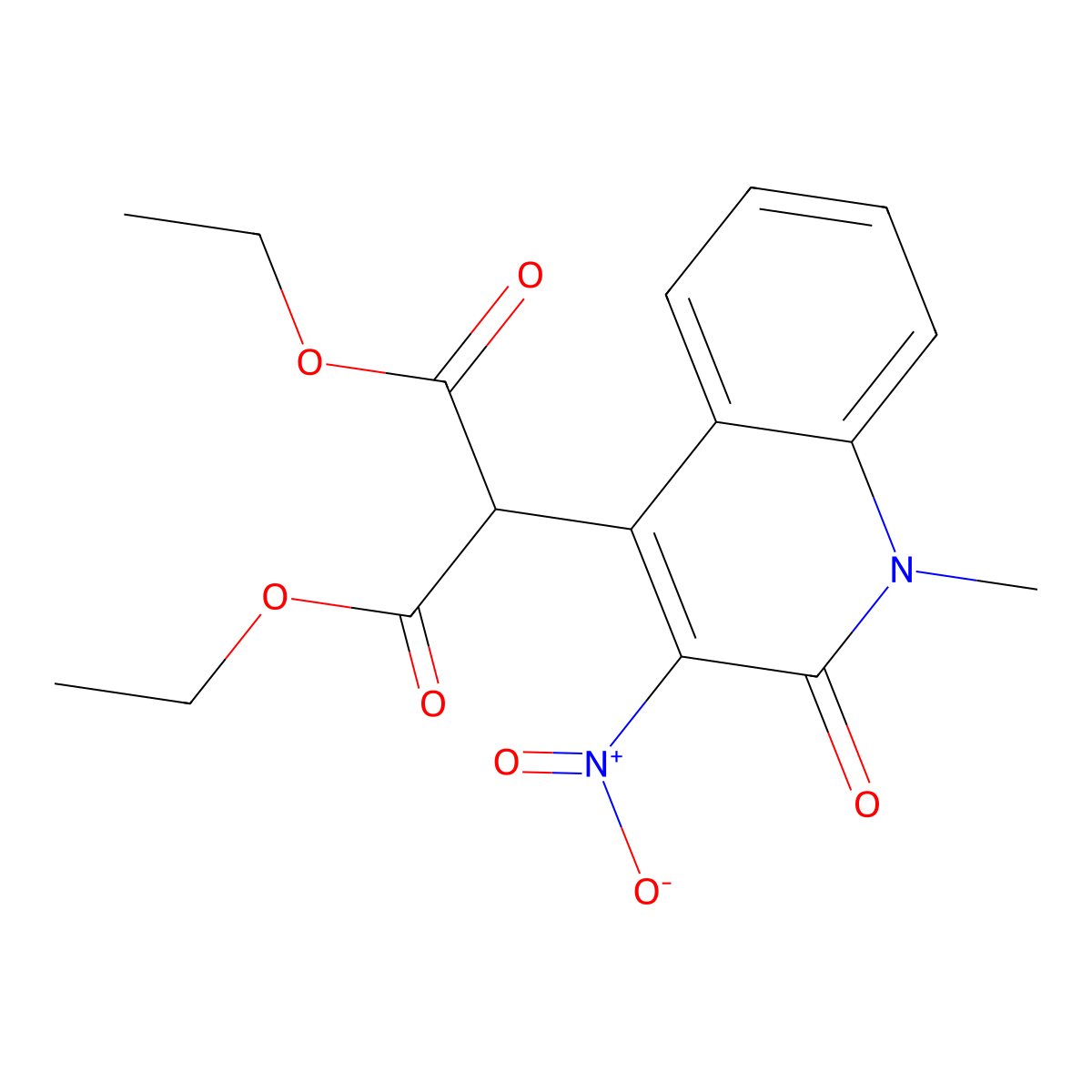 Diethyl 2-(1-methyl-3-nitro-2-oxoquinolin-4-yl)propanedioate molecular structure, CAS 193673-40-4