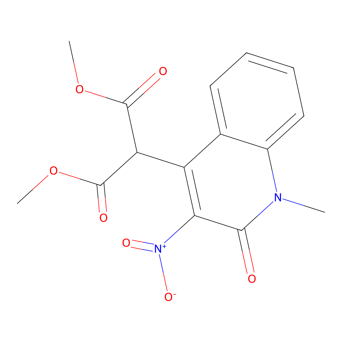 Dimethyl 2-(1-methyl-3-nitro-2-oxoquinolin-4-yl)propanedioate molecular structure, CAS 193673-43-7