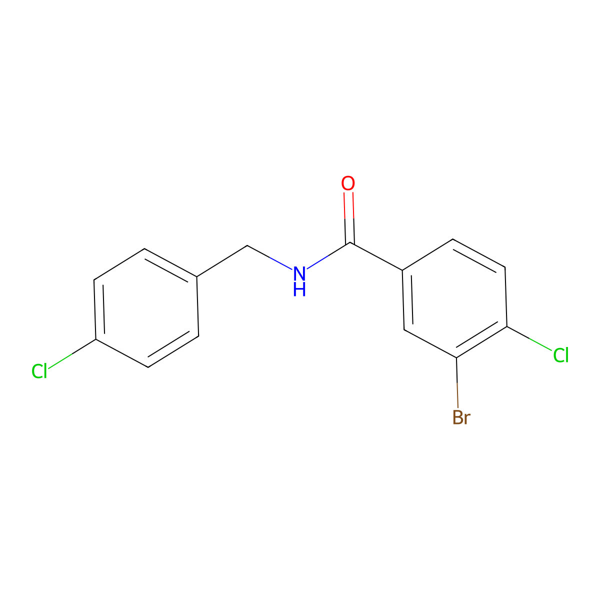 3-Bromo-4-chloro-N-[(4-chlorophenyl)methyl]benzamide molecular structure, CAS 1936832-59-5