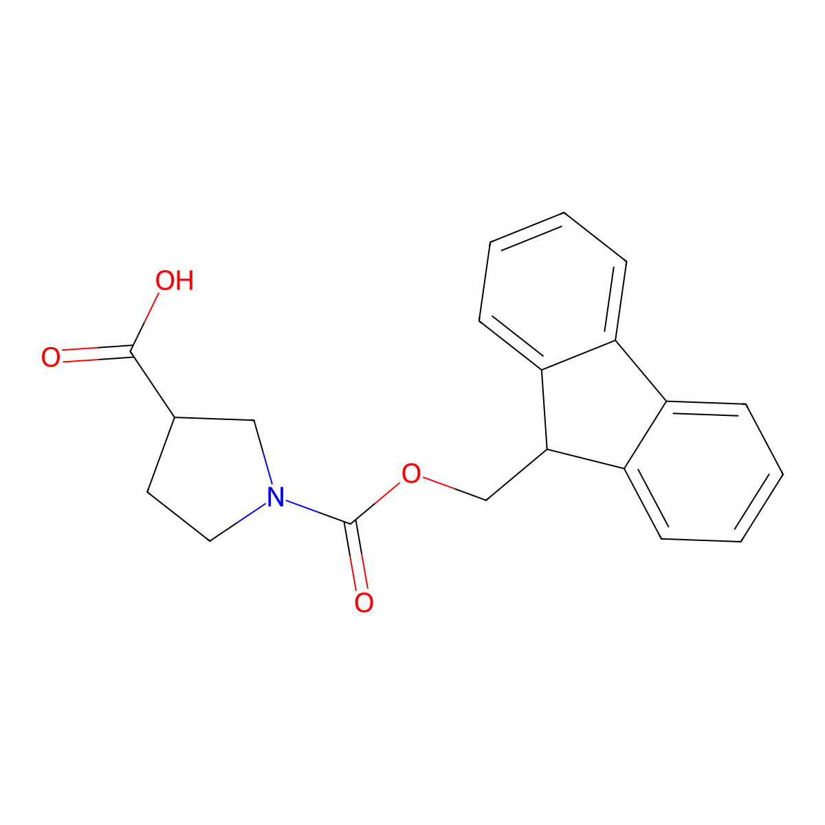 (R)-1-(((9H-Fluoren-9-yl)methoxy) carbonyl)pyrrolidine-3-carboxylic acid molecular structure, CAS 193693-65-1